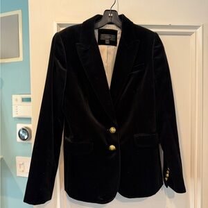 J. Crew Black Velvet Blazer with Gold Buttons
